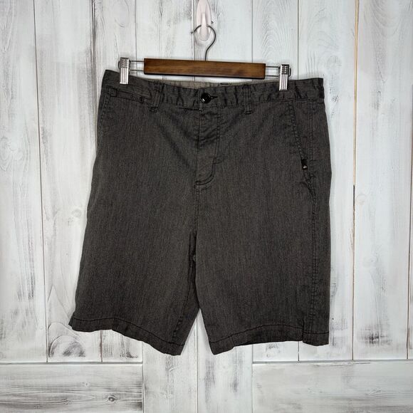 Quiksilver Other - MENS QUIKSILVER GRAY STRETCH CHINO STRAIGHT FIT FLAT FRONT UNION SHORTS 34 EUC